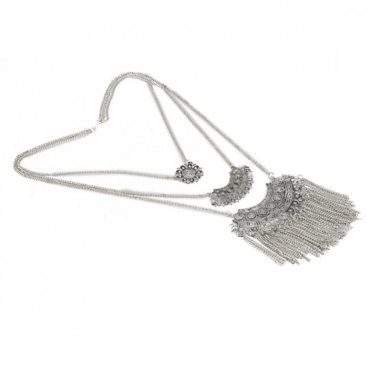 Oxidized Silver Designer Statement Necklace