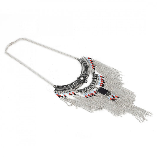 Oxidized Silver Designer Statement Necklace