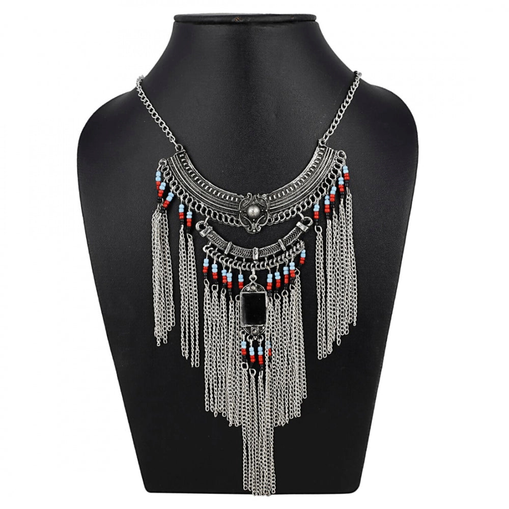 Oxidized Silver Designer Statement Necklace