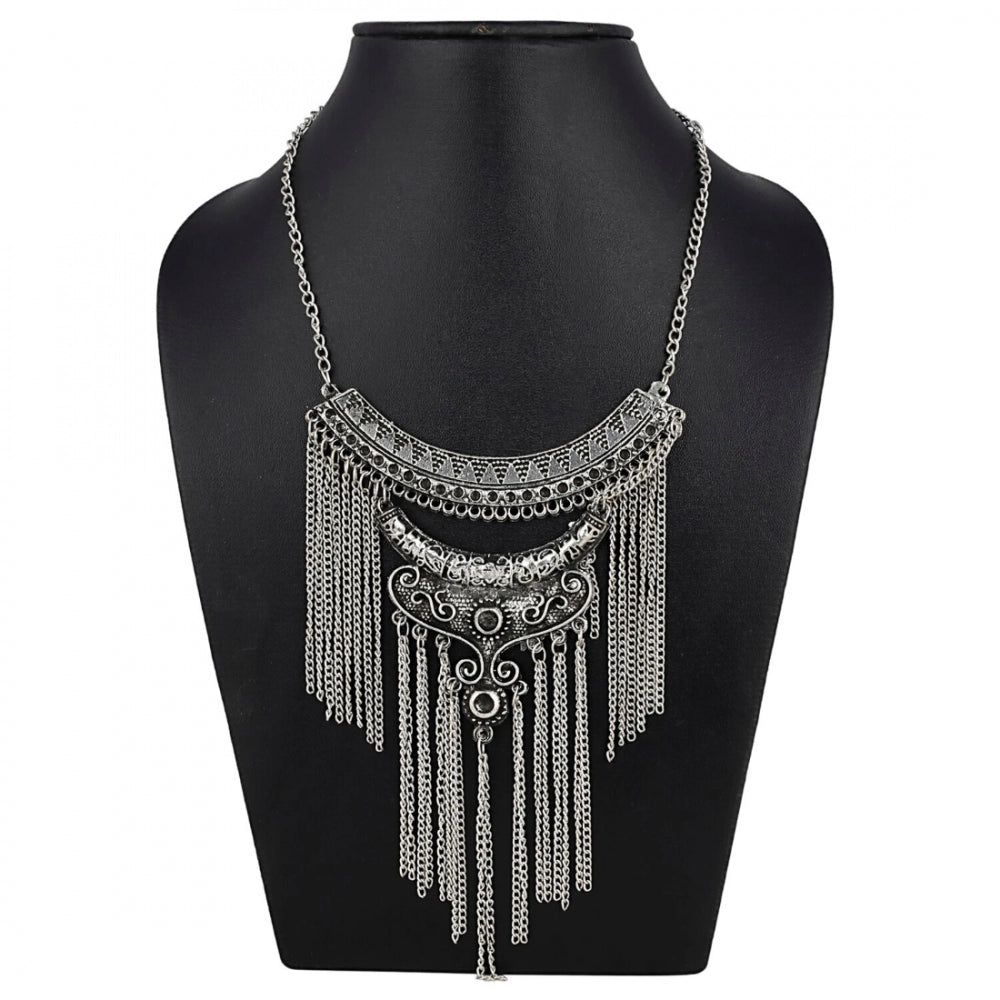 Oxidized Silver Designer Statement Necklace