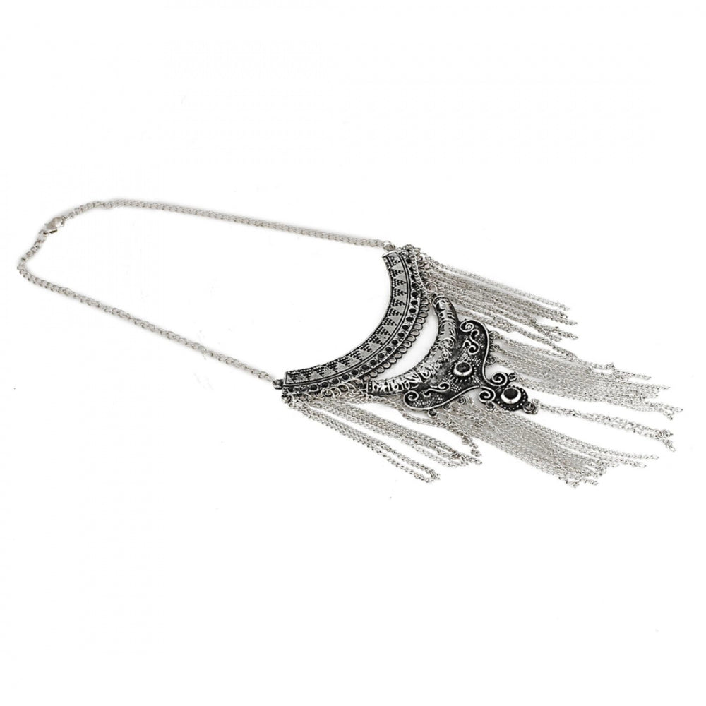Oxidized Silver Designer Statement Necklace
