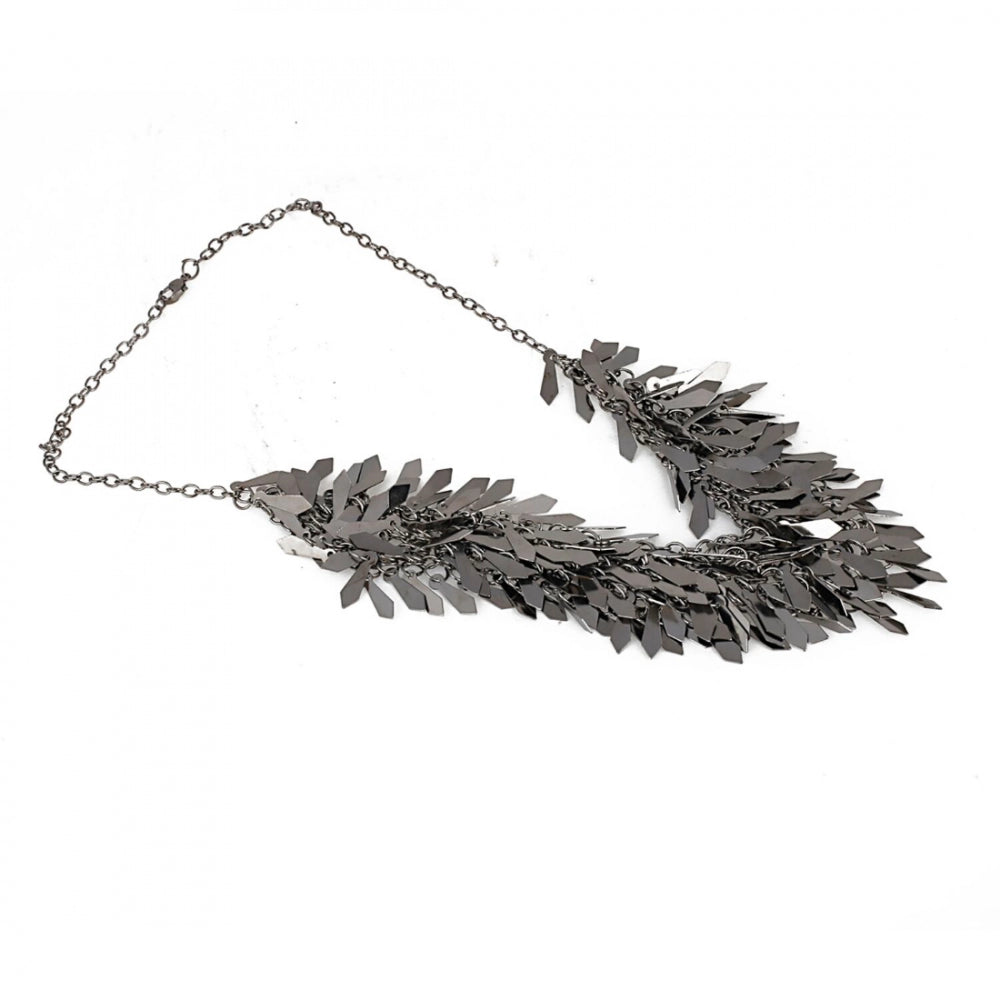 Designer Silver Oxidized Leaf Fashion Necklace