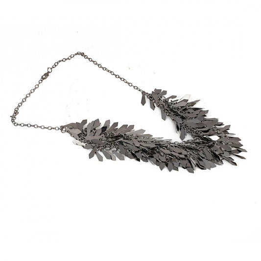 Designer Silver Oxidized Leaf Fashion Necklace