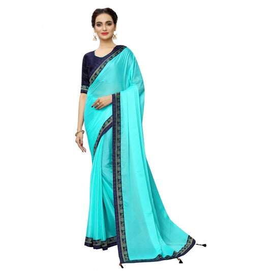 Amfyn Women's Rangoli Silk Saree with Blouse (SkyBlue,5-6 mtrs)