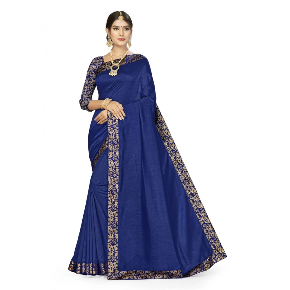 Amfyn Women's Silk Blend Saree (Neavy blue, 5-6mtrs)