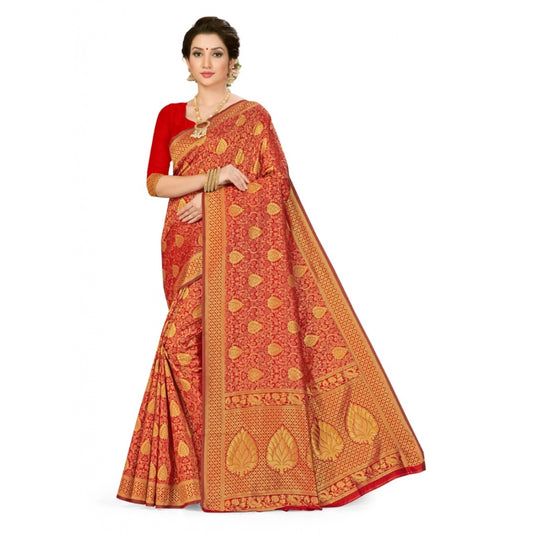 Amfyn Women's Banarasi Silk Saree (Maroon, 5-6mtrs)