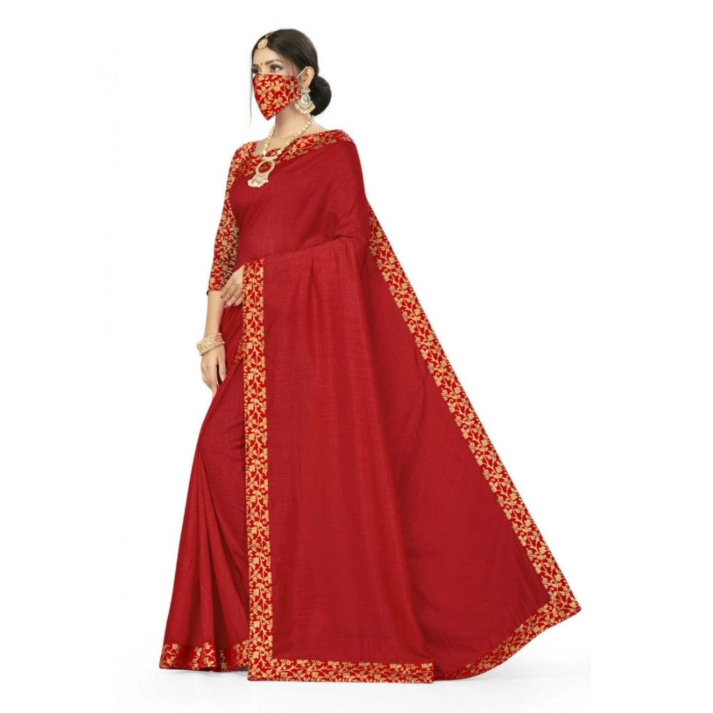 Amfyn Women's Silk Blend Saree (Red, 5-6mtrs)