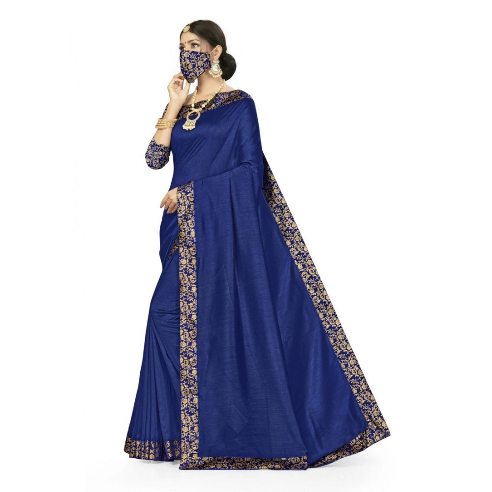 Amfyn Women's Silk Blend Saree (Neavy blue, 5-6mtrs)