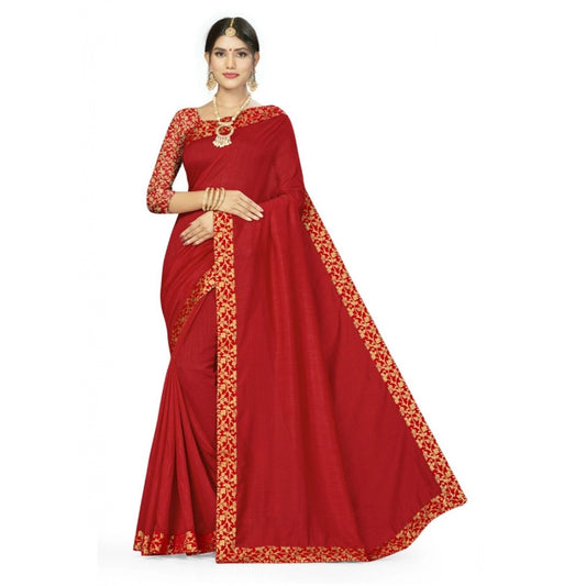 Amfyn Women's Silk Blend Saree (Red, 5-6mtrs)