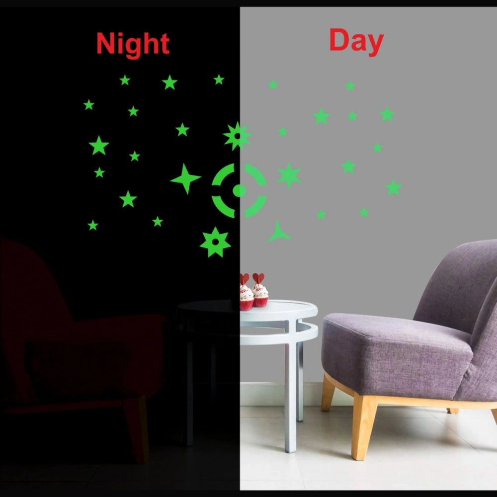 Amfyn Green Galaxy Of Stars With Moon Radium Wall Sticker