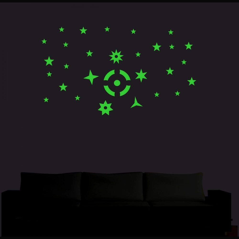 Amfyn Green Galaxy Of Stars With Moon Radium Wall Sticker