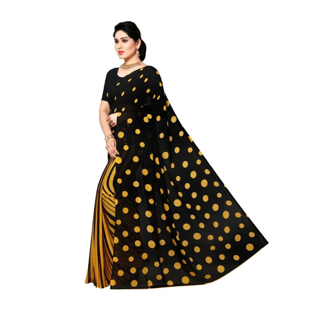 Amfyn Women's Georgette Saree(Yellow,5-6 Mtrs)