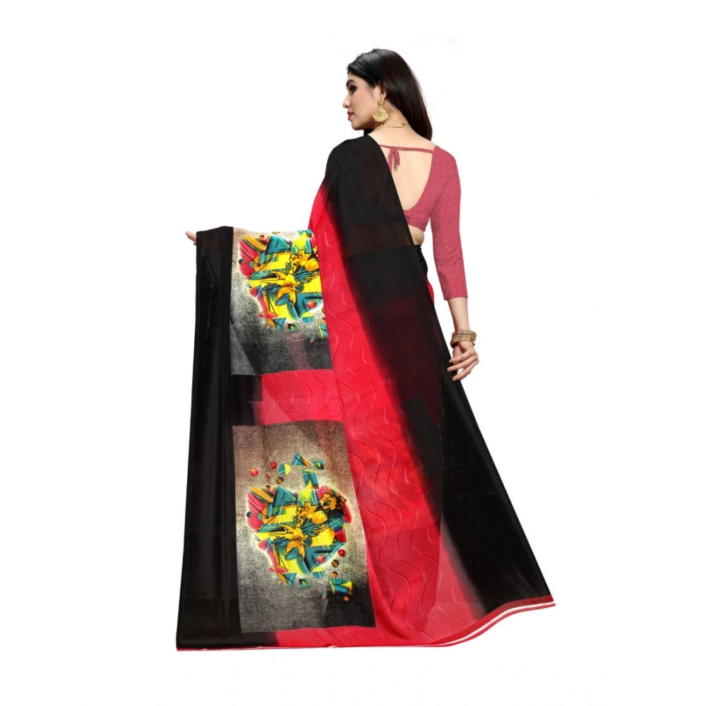 Amfyn Women's Georgette Saree(Pink,5-6 Mtrs)