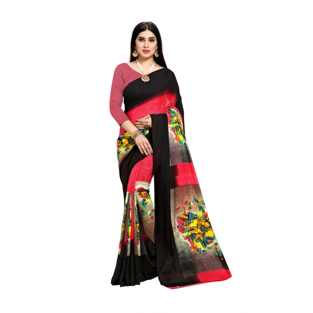 Amfyn Women's Georgette Saree(Pink,5-6 Mtrs)