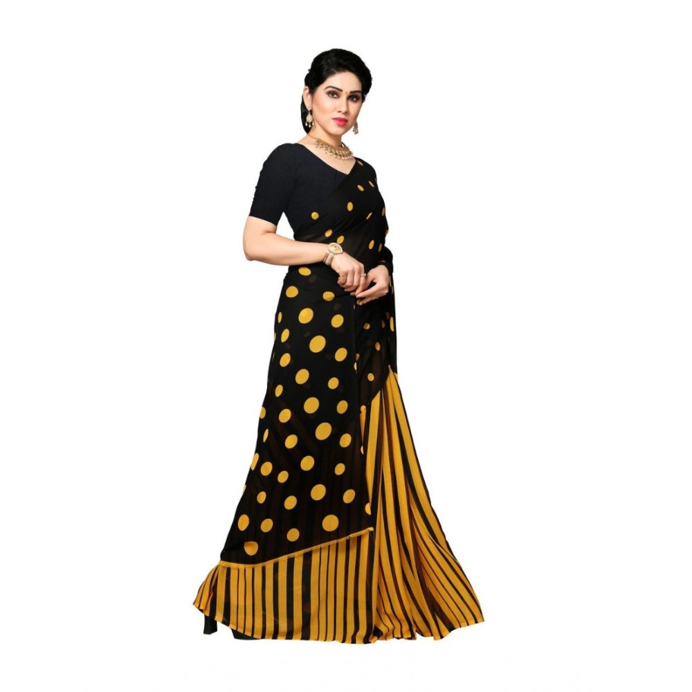 Amfyn Women's Georgette Saree(Yellow,5-6 Mtrs)