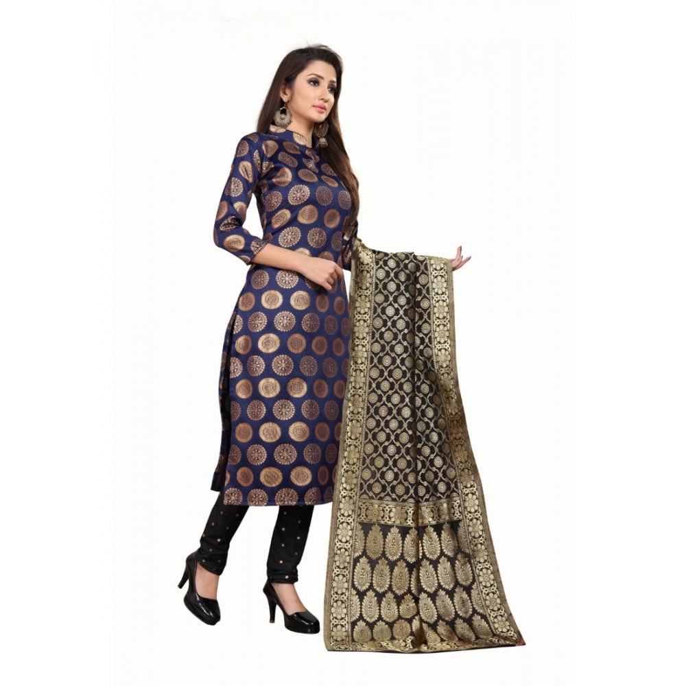 Amfyn Women's Jacquard Silk Unstitched Salwar-Suit Material With Dupatta (Blue,2-2.5Mtrs)