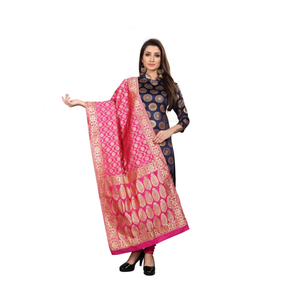 Amfyn Women's Jacquard Silk Unstitched Salwar-Suit Material With Dupatta (Blue,2-2.5Mtrs)