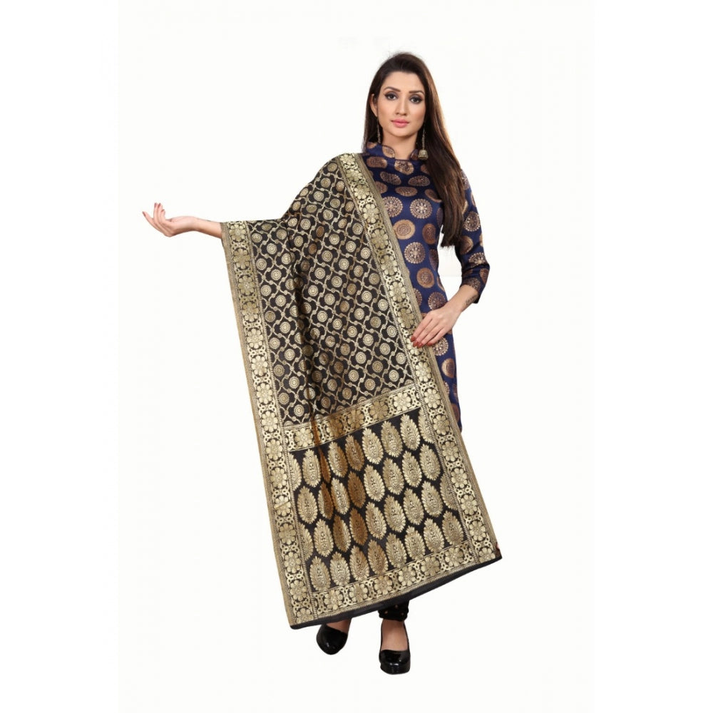 Amfyn Women's Jacquard Silk Unstitched Salwar-Suit Material With Dupatta (Blue,2-2.5Mtrs)