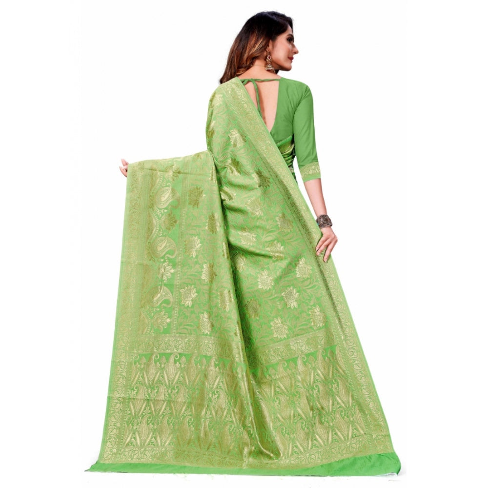Amfyn Women's Banarasi Silk Saree (Light Green,5-6 Mtrs)