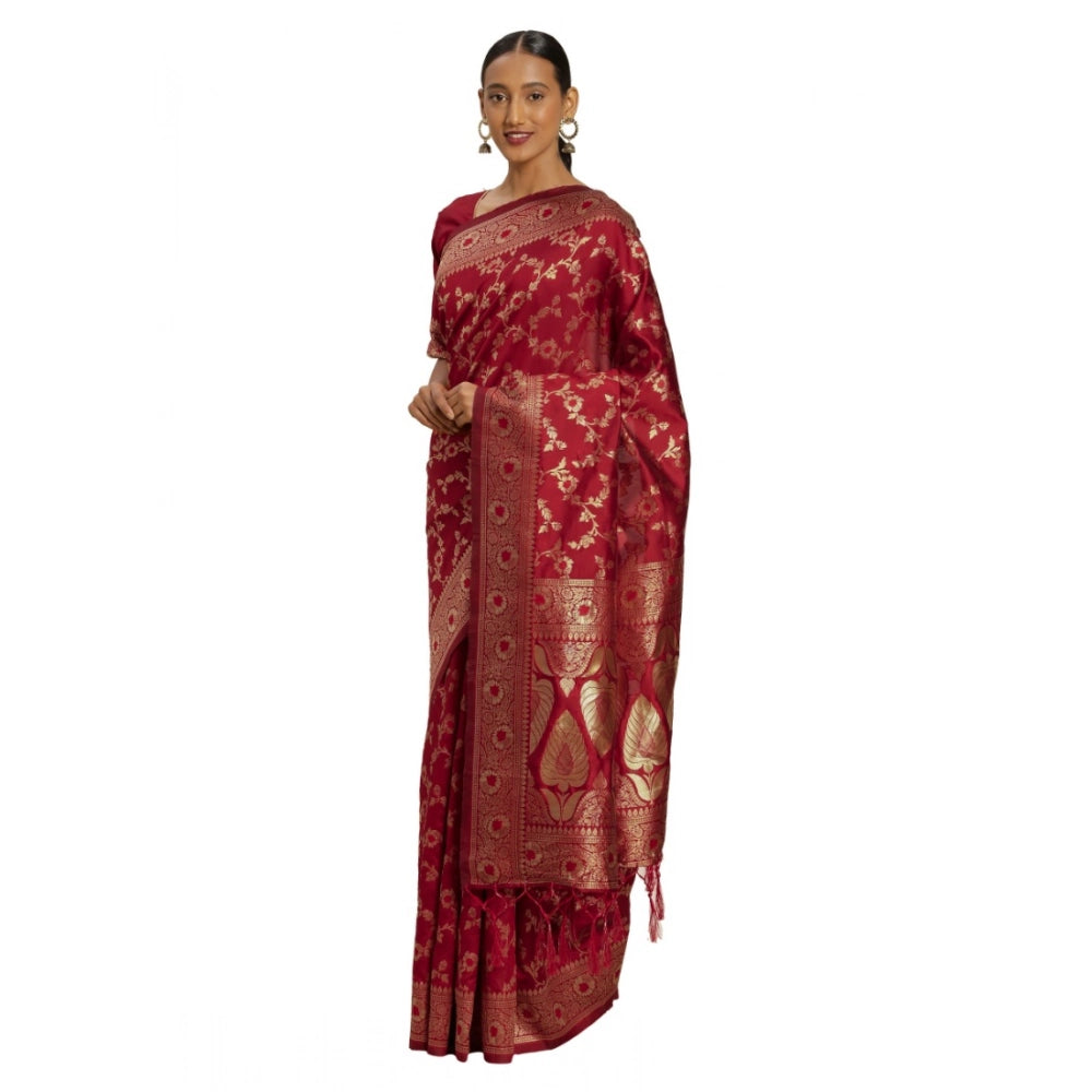 Amfyn Women's Banarasi Silk Saree (Red,5-6 Mtrs)