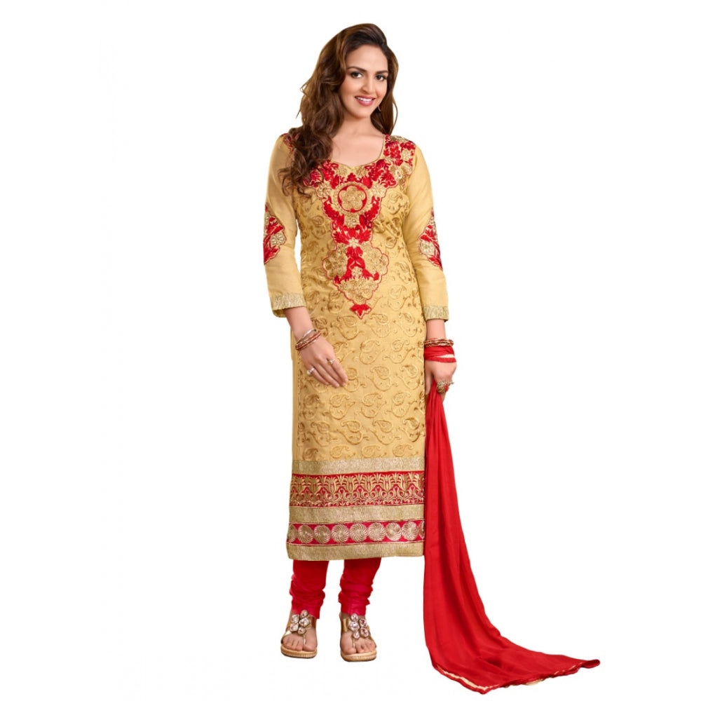 Amfyn Women's Cotton Unstitched Salwar Suit-Material With Dupatta (beige,2.2 Mtrs)