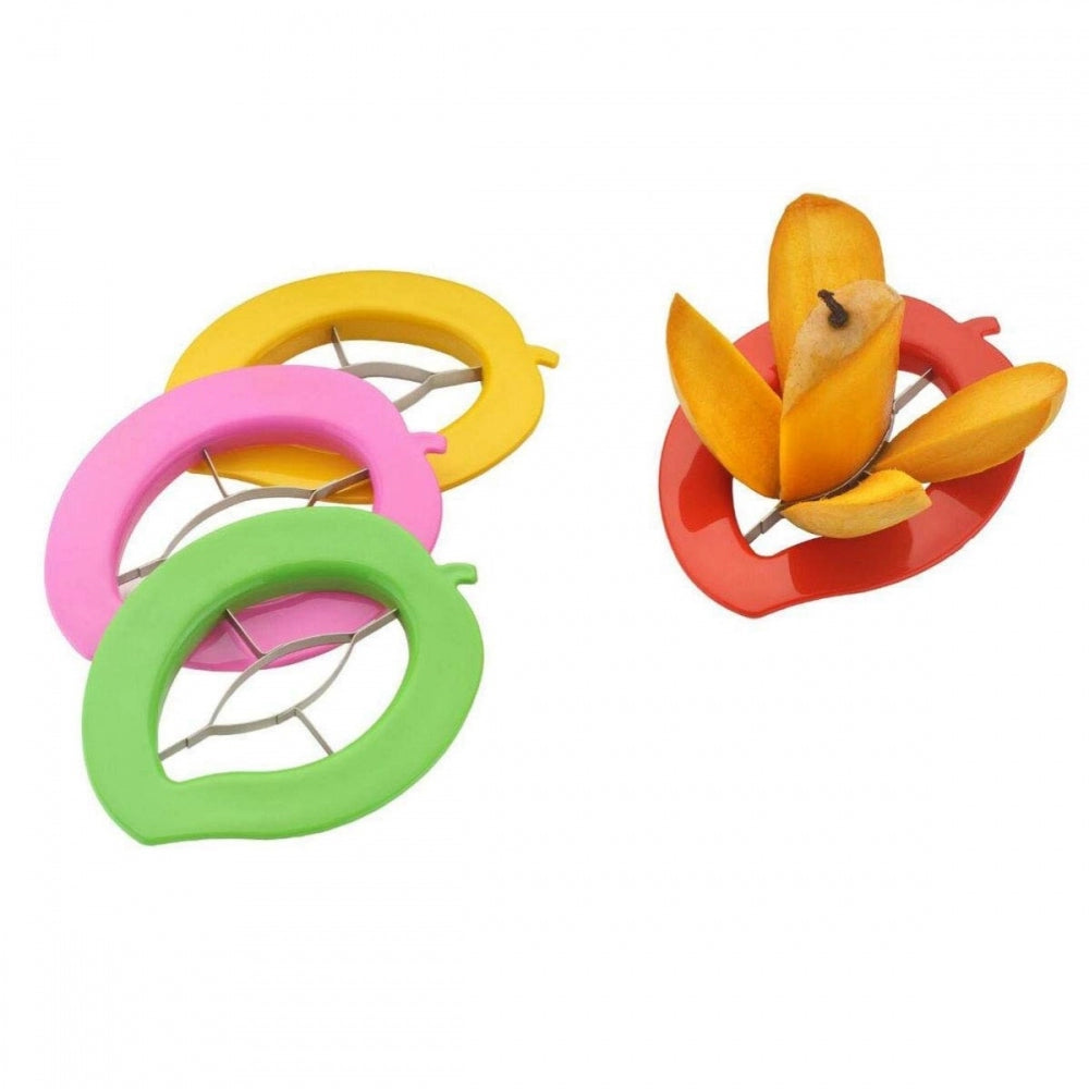 Amfyn Pack of 4_Mango Cutter Chopper Slicer Tool Slicing Machine with 4 Stainless Steel Blades (Color: Assorted)