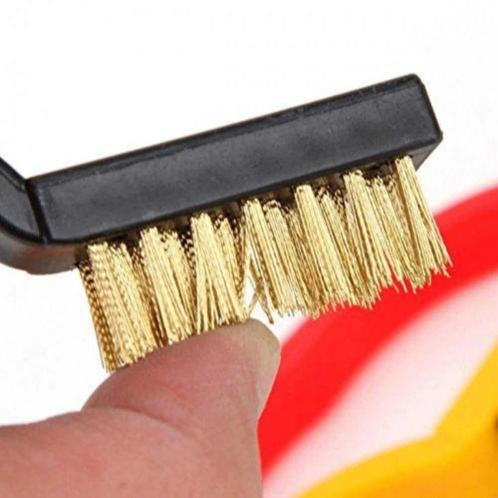 Amfyn Pack Of_3 Mini Wire Brush Set (Brass, Nylon, Stainless Steel Bristles)3 Pcs Set (Color: Assorted)