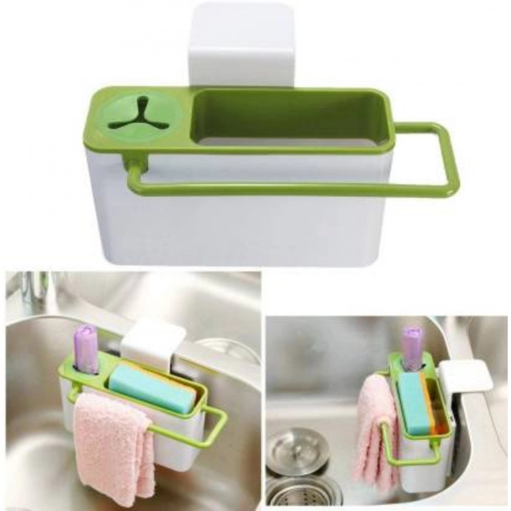Amfyn Kitchen Self Draining Sink Tidy With Suction Cup Organizer Sponge (Color: Assorted)