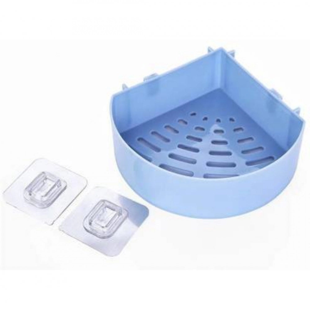 Amfyn Wall Mount Storage Corner Shelf Bathroom Kitchen Rack Self Adhesive Shower Caddy Plastic Triangle Basket (Color: Assorted)