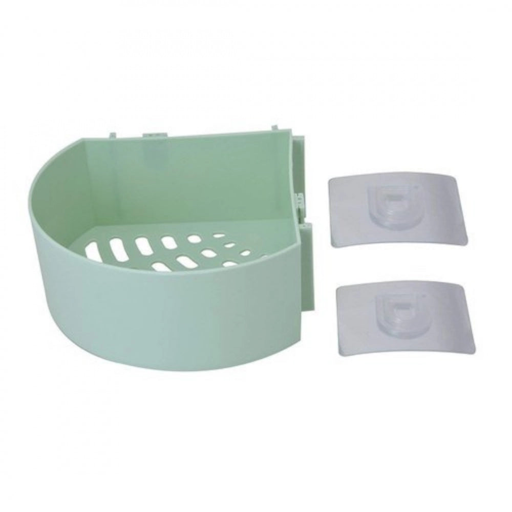Amfyn Wall Mount Storage Corner Shelf Bathroom Kitchen Rack Self Adhesive Shower Caddy Plastic Triangle Basket (Color: Assorted)
