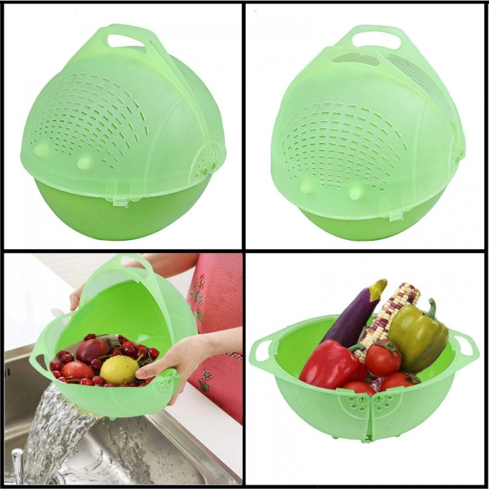 Fashion Pack Of 2_Plastic Drainer Fruit Vegetable Basket (Color: Assorted)