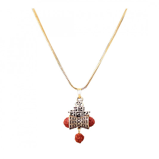 Fashion Shiva God Gold Plated Rudraksh Pendant Length Chain (Color: Gold)