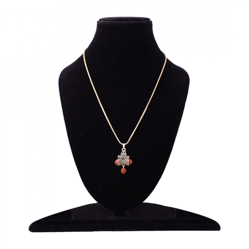 Fashion Shiva God Gold Plated Rudraksh Pendant Length Chain (Color: Gold)