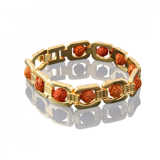 Fashion Rudraksha Gold Plated Bracelet (Color: Gold)