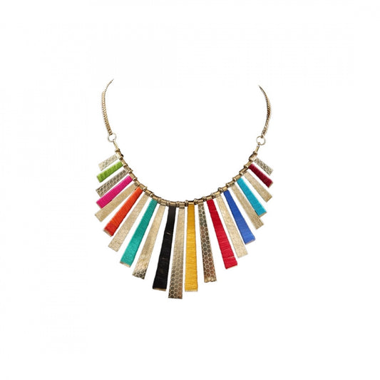 Fashion Multi-Color Designer Silk Thread Tribal Style Necklace (Color: Multi Color)
