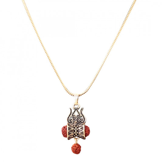 Fashion Shiva God Gold Plated Rudraksh Pendant Length Chain (Color: Gold)