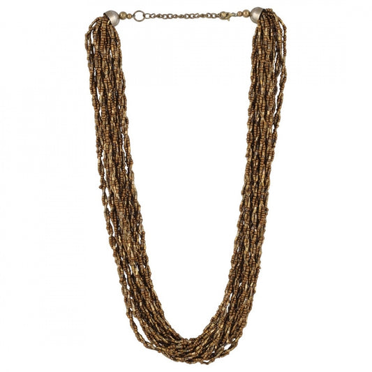 Fashion Designer golden Beads Necklace (Color: Golden)