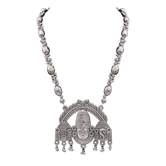 Fashion Silver Plated Pendant Necklace Of Lord Tirupati Balaji Necklace (Color: Silver)