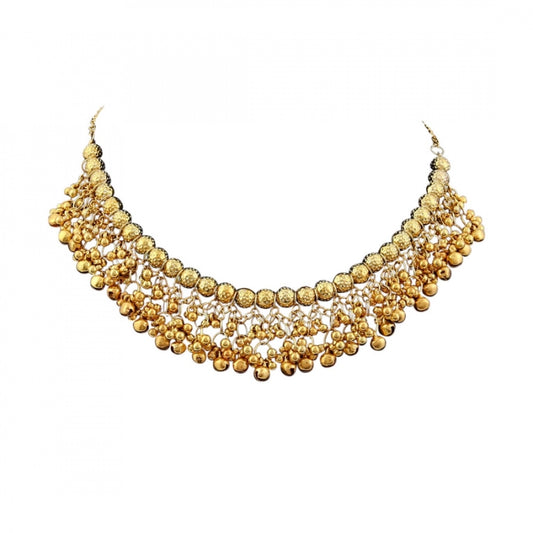 Fashion Antique Golden Ghungroo Beads Designer Choker Necklace (Color: Gold)
