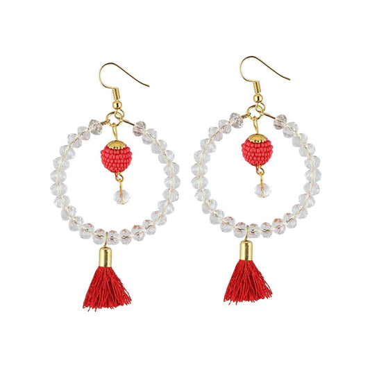 Fashion Women's Alloy Hook Dangler Hanging Tassel Fashion Earring (Color: White)