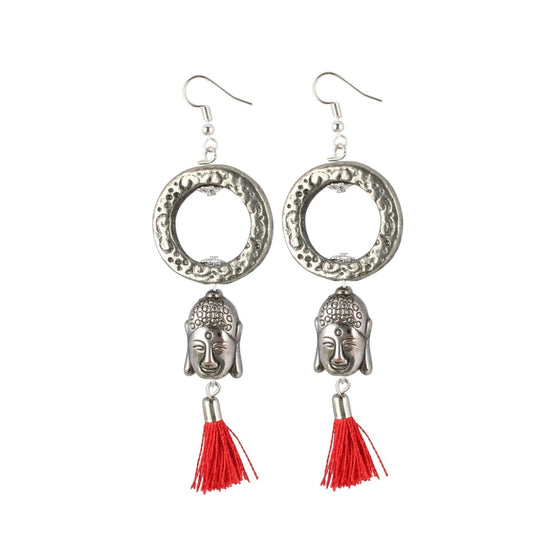 Fashion Women's Oxidized Silver plated Tassel Fashion Earring (Color: Red)