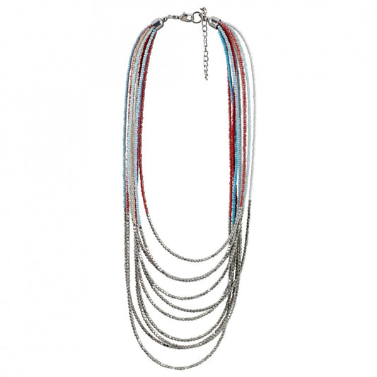 Fashion Women's Designer Elegant Multi Layer Multi Color Beads Necklace (Color: Multi Color)