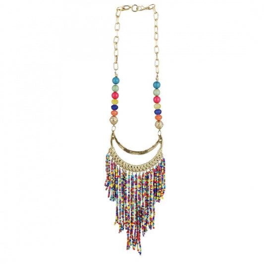 Fashion Women's High Finished Designer Hanging Party Wear Beads Necklace (Color: Multi Color)