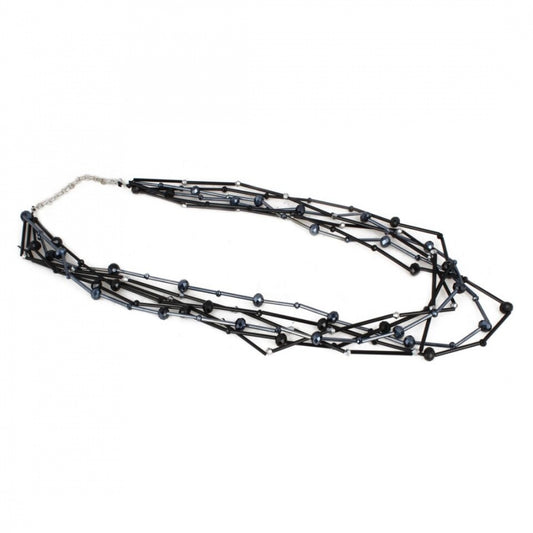 Fashion Women's Designer Shining Black Multi Layer Crystal Beads (Color: Black)