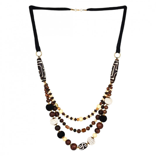 Fashion Women's Designer Tibetan Style Brown Beads Necklace (Color: Multi Color)