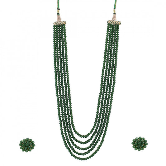 Fashion Five Layer Crystal Beads Necklace With Earrings Set For Women
