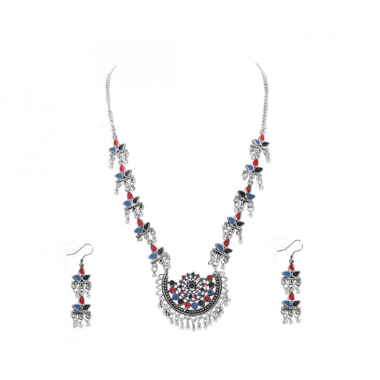Fashion Oxodised Silver Strand Necklace Set For Women