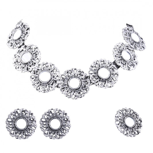 Fashion Oxidized Silver Plated Necklace Set For Women