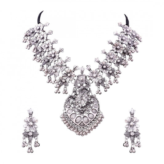Fashion Jewellery Antique Oxidised Silver Plated Tribal Jewellery Necklace Earring Set For Women