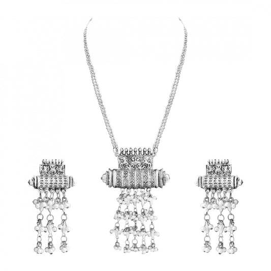 Fashion Jewellery Antique Oxidised Silver Plated Tribal Jewellery Necklace Set For Women